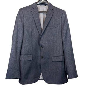 Banana Republic Mens Two Button Suit Jacket Blue Heathered Lined Pocket Wool 38R